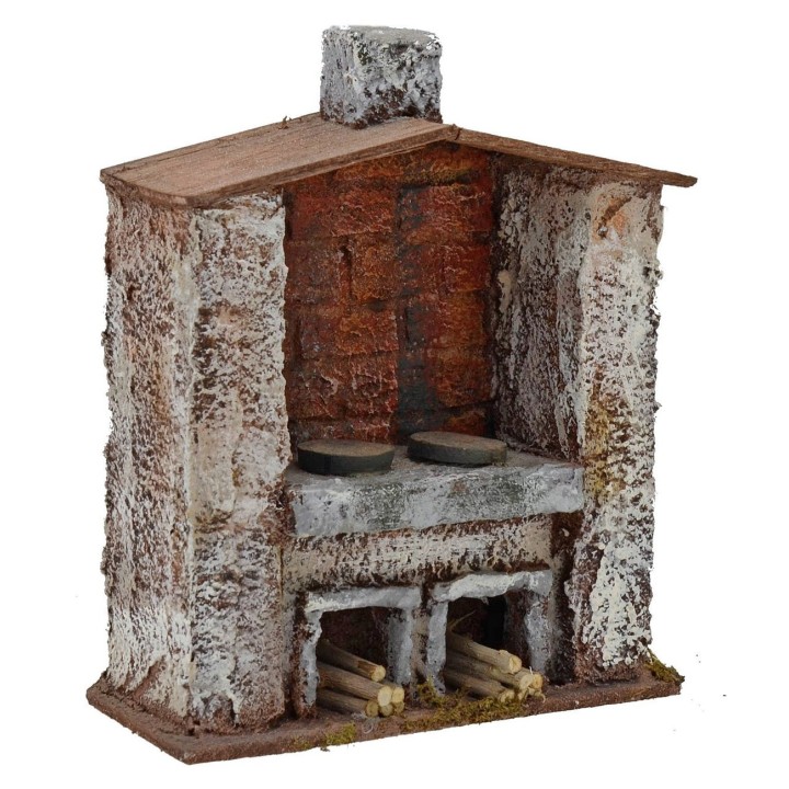 Forno con camino centrale per presepe cm 14x6,5x17,5 h. 