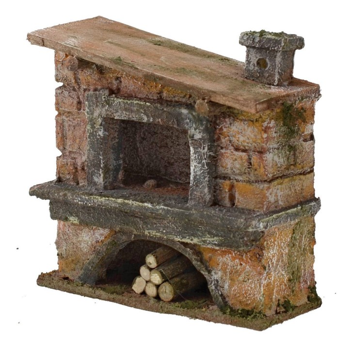 Forno con camino laterale per presepe cm 12x5x12 h. 