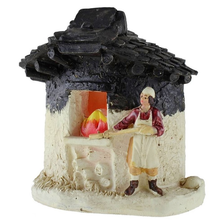 Forno con panettiere in resina funzionante cm 9,6x4,9x10,9 h.
