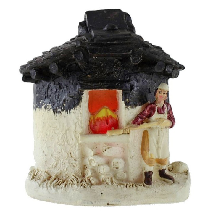 Forno con panettiere in resina funzionante cm 9,6x4,9x10,9 h.