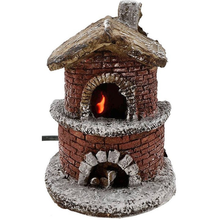 Resin oven working nativity scene 11.5x11x15.5 h.