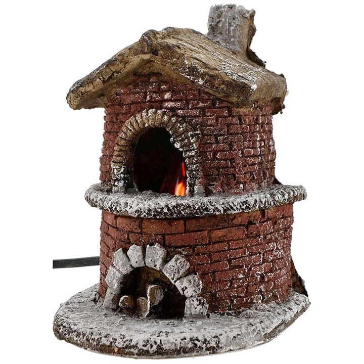 Resin oven working nativity scene 11.5x11x15.5 h.