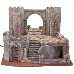 Illuminated Easter nativity scene cm 54X50X41,5 h