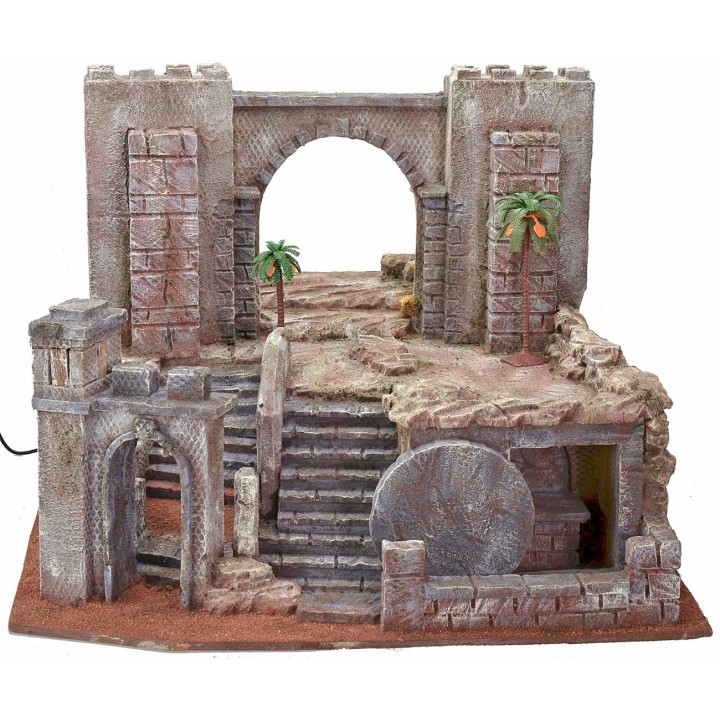 Illuminated Easter nativity scene cm 54X50X41,5 h
