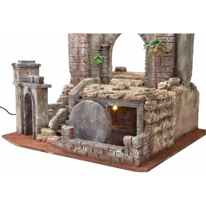 Illuminated Easter nativity scene cm 54X50X41,5 h