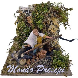 Boscaiolo Landi cm 10 in movimento - statue presepe in movimento