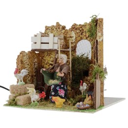 Farmer who pegs the chickens in motion 10 cm