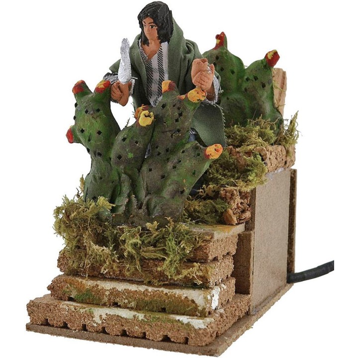 Farmer cutting figs on the go