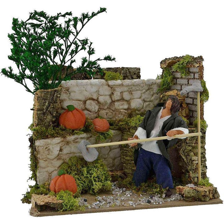 Farmer hoeing 12 cm in motion