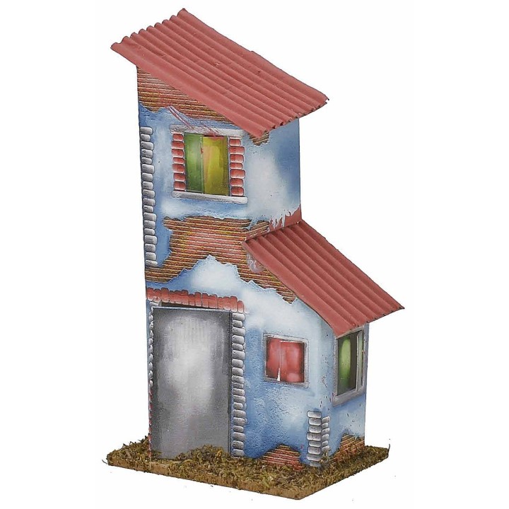 Set of 3 colored houses for nativity scenes