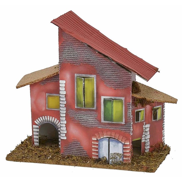 Set of 3 colored houses for nativity scenes