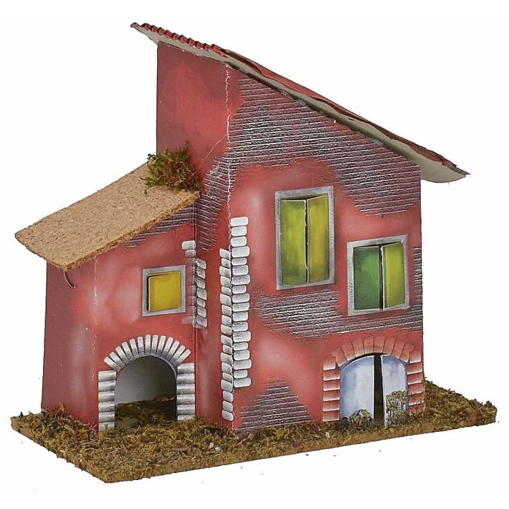 Set of 3 colored houses for nativity scenes
