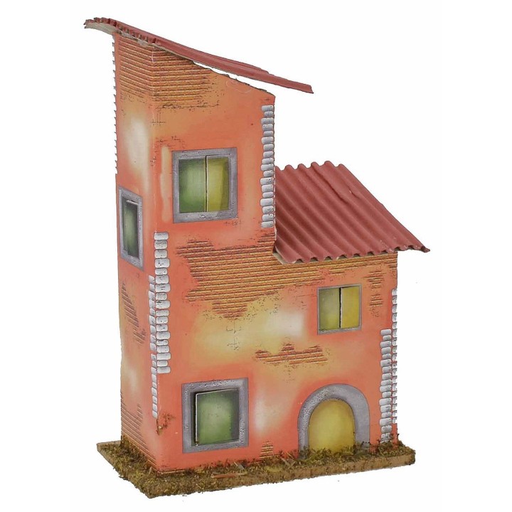 Orange house for nativity scene 10x6x16.5 cm h