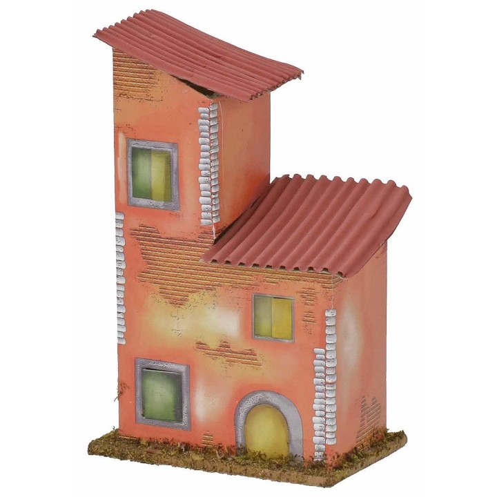 Casetta arancio per presepe cm 10x6x16,5 h