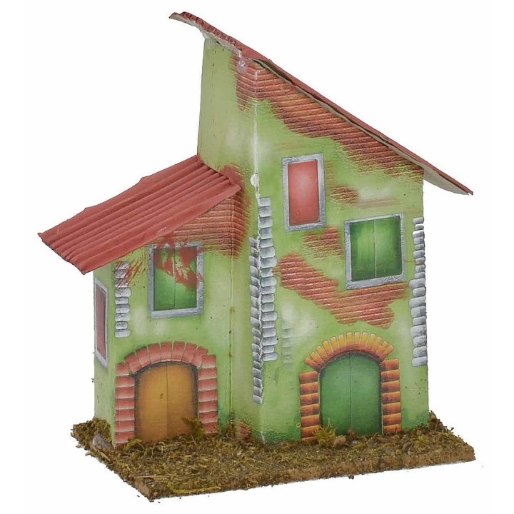 Casita verde para belén de 10x7x12,5 cm h