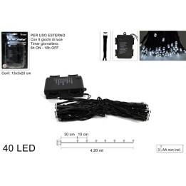 40 Led luce fredda con timer e 8 giochi di luce
