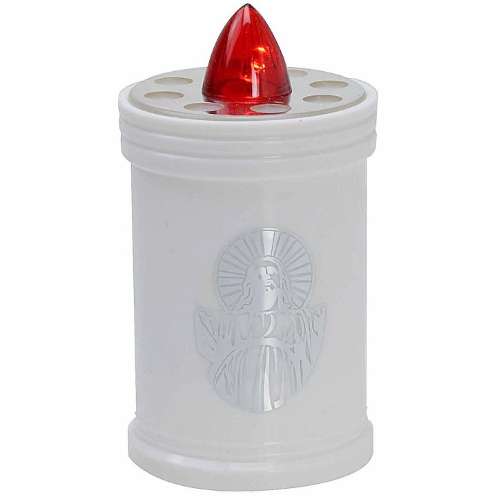 Luz blanca a batería con llama roja fija h 12 cm