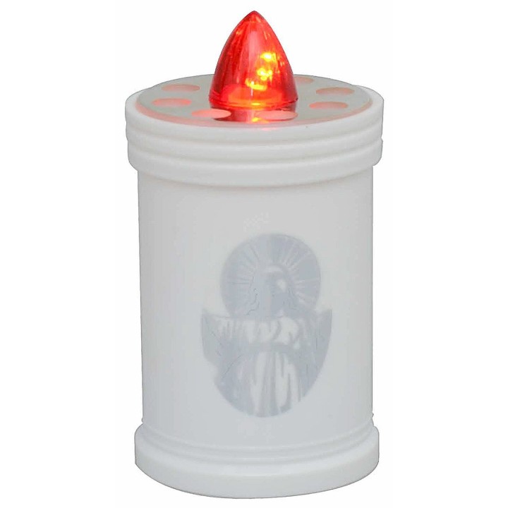 Luz blanca a batería con llama roja fija h 12 cm