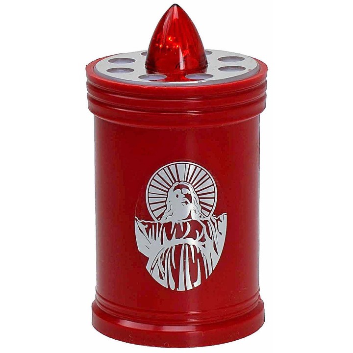 Luz roja a batería con llama roja fija h 12 cm