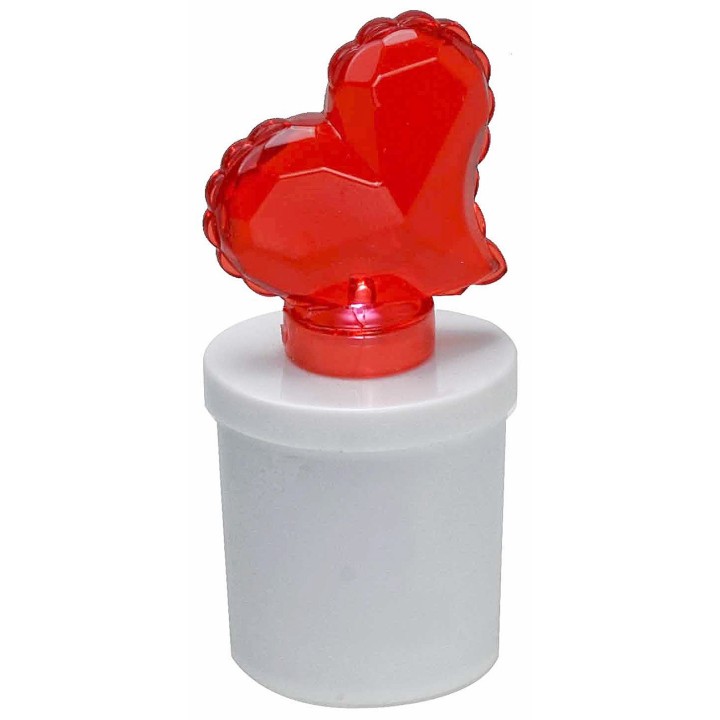 Luz blanca a pilas con corazón rojo iluminado h 13 cm