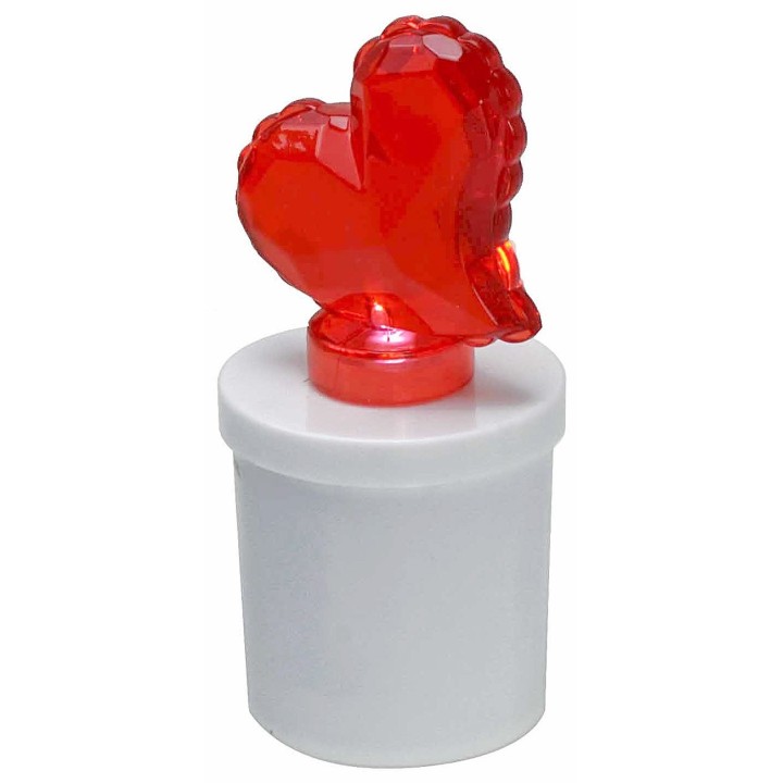 Luz blanca a pilas con corazón rojo iluminado h 13 cm