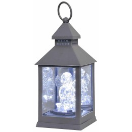 Gray lantern with illuminated angel 10x10x23 cm h