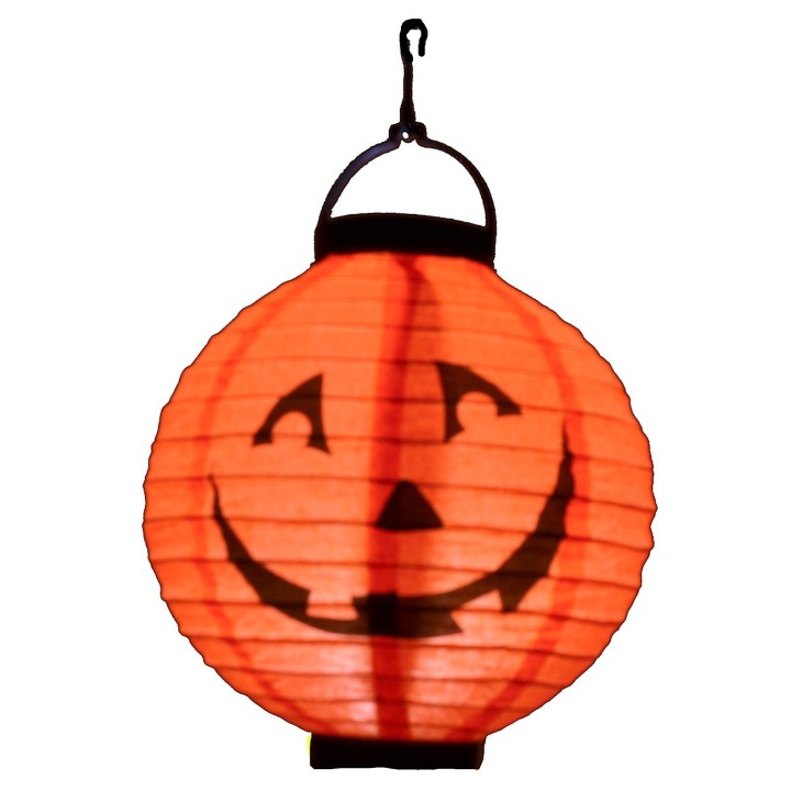 Lanterna tonda in carta illuminata per Halloween ø 20 cm
