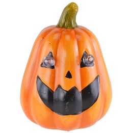 Calabaza con ojos iluminados a pilas para Halloween de 15x20 cm