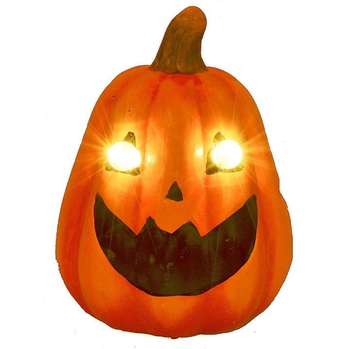 Zucca con occhi illuminati a batterie per Halloween cm 15x20 h
