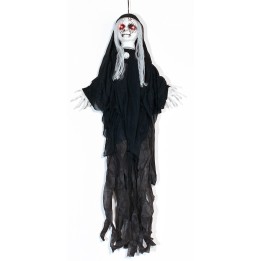 Appendino fantasma nero con luci e suoni Halloween h 100 cm