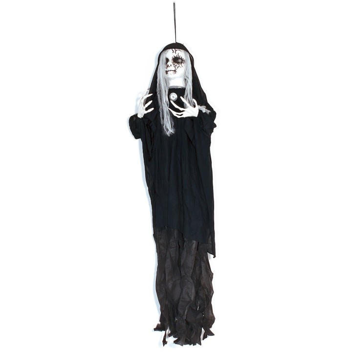 Perchero fantasma negro con luces y sonidos Halloween h 100 cm