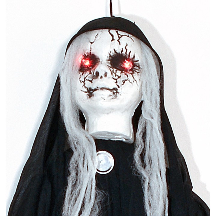Appendino fantasma nero con luci e suoni Halloween h 100 cm