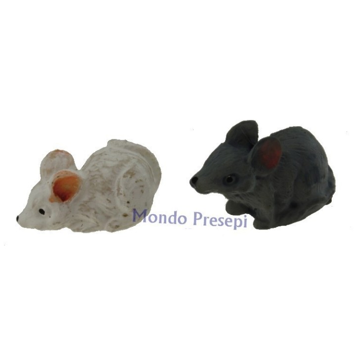 Set of 2 mice in resin 2.5 cm