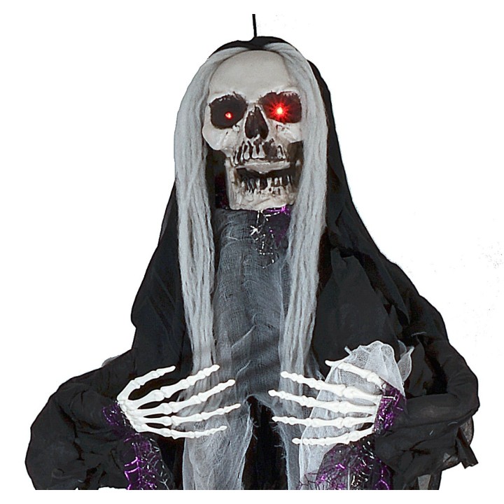 Appendino mostro fantasma nero con luci e suoni Halloween h 160
