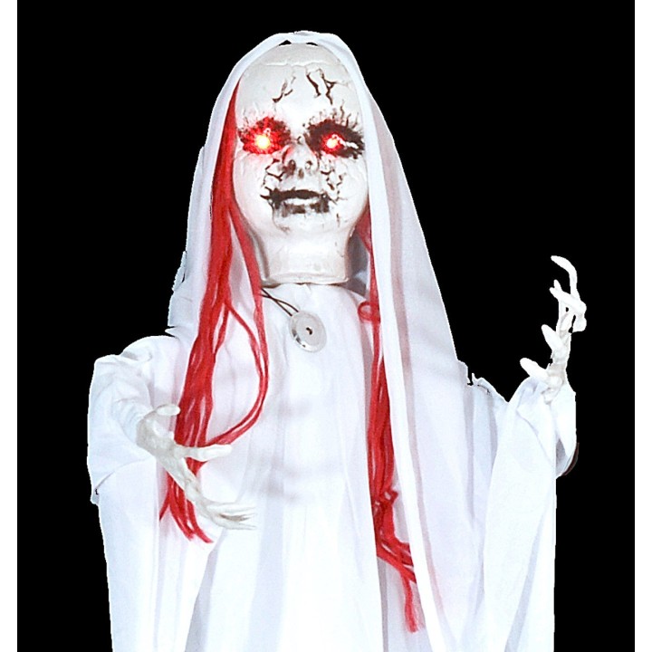 Appendino fantasma bianco con luci e suoni Halloween h 100 cm
