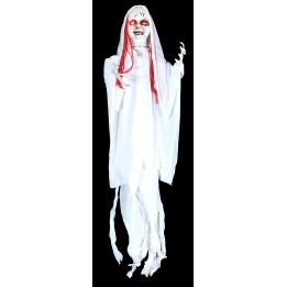 Appendino fantasma bianco con luci e suoni Halloween h 100 cm