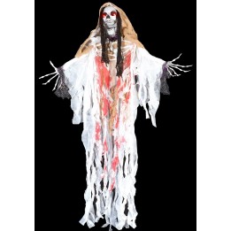 Appendino mostro fantasma bianco con luci e suono Halloween h