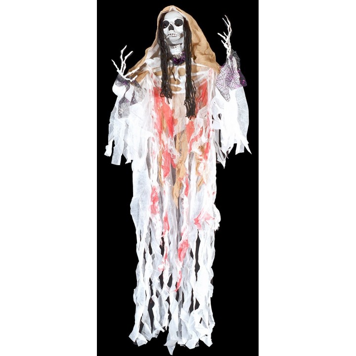 Appendino mostro fantasma bianco con luci e suono Halloween h