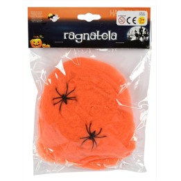 Orange cobweb with spiders for Halloween 40 gr.