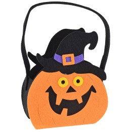 Cesta calabaza bruja para Halloween cm 15x7x17,5 h