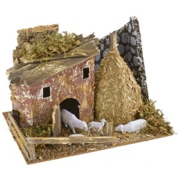Sheepfold with sheep 20x14x13 cm h