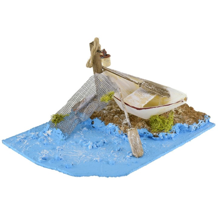 Ambientación marina con barco de 20x14x9 cm h