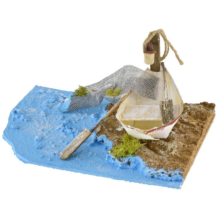 Sea setting with boat 20x14x9 h cm