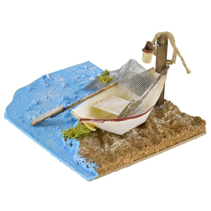 Ambientación marina con barco de 20x14x9 cm h