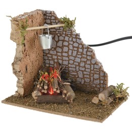 Corner fire working with flame effect lamp 15x10x12.5 cm h