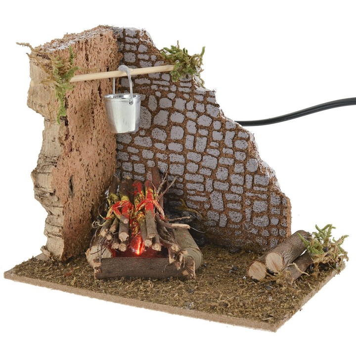 Corner fire working with flame effect lamp 15x10x12.5 cm h