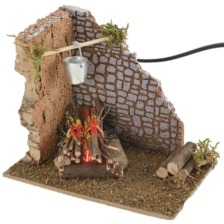 Corner fire working with flame effect lamp 15x10x12.5 cm h