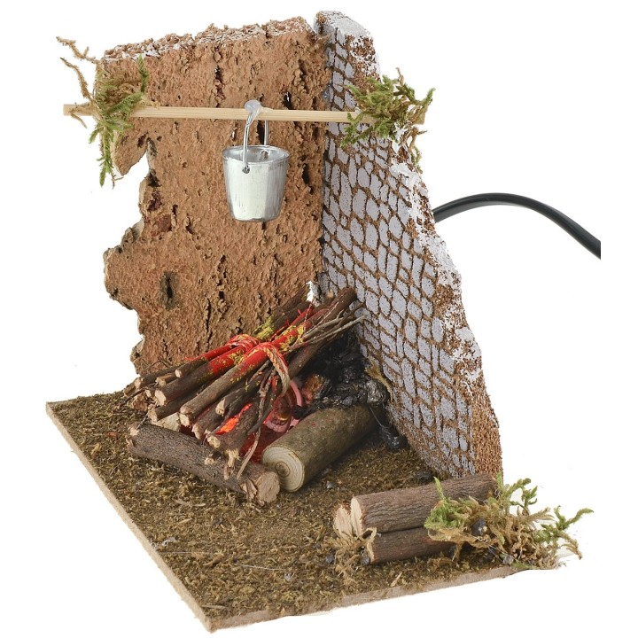 Corner fire working with flame effect lamp 15x10x12.5 cm h