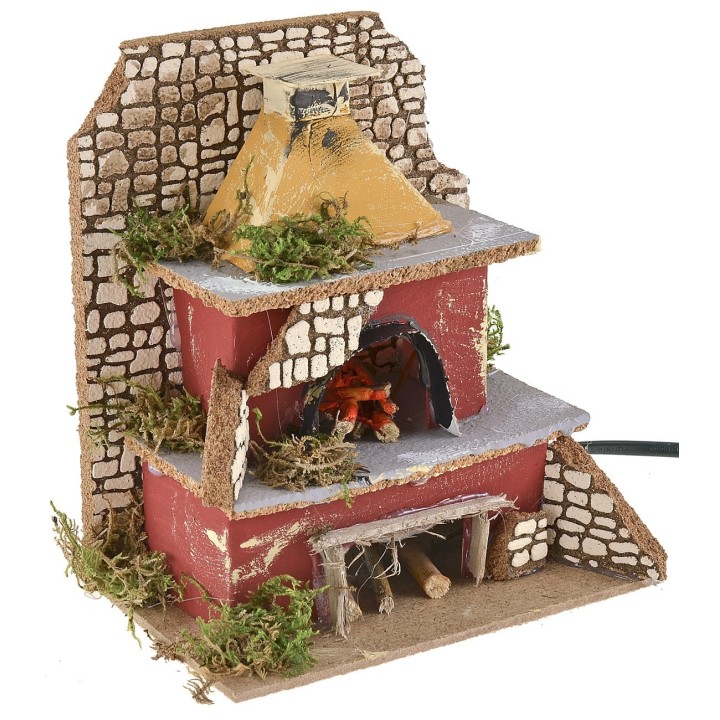 Horno con lámpara efecto llama funcionando cm 15x10x17 h