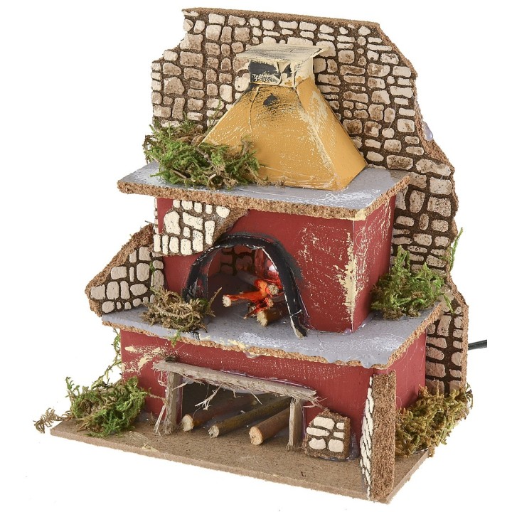 Horno con lámpara efecto llama funcionando cm 15x10x17 h